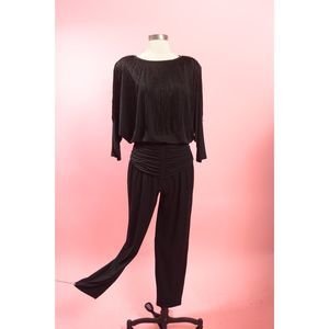 1980's jumpsuit by Jerrie Shop - Fringe, Sequins, Ruching